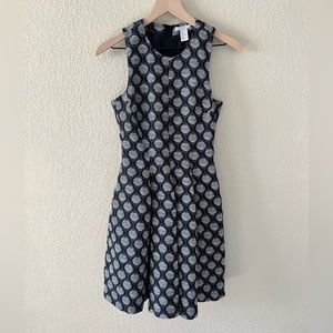 H&M Jacquard Black and White Dress Fit and Flare